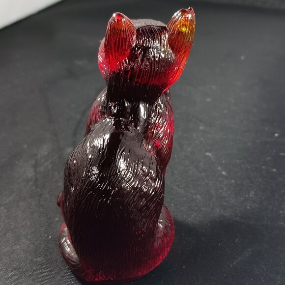 Vintage Mosser Glass Sitting Kittie Cat Figurine Amber Mini - Picture 4 of 10